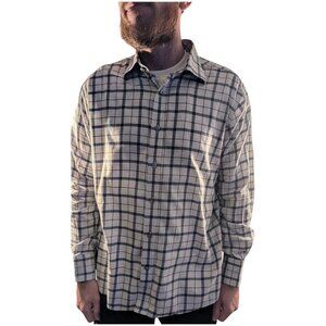 Maker&Co Long Sleeve Button Down Check Mens Double Cuff Shirt  in Size Medium